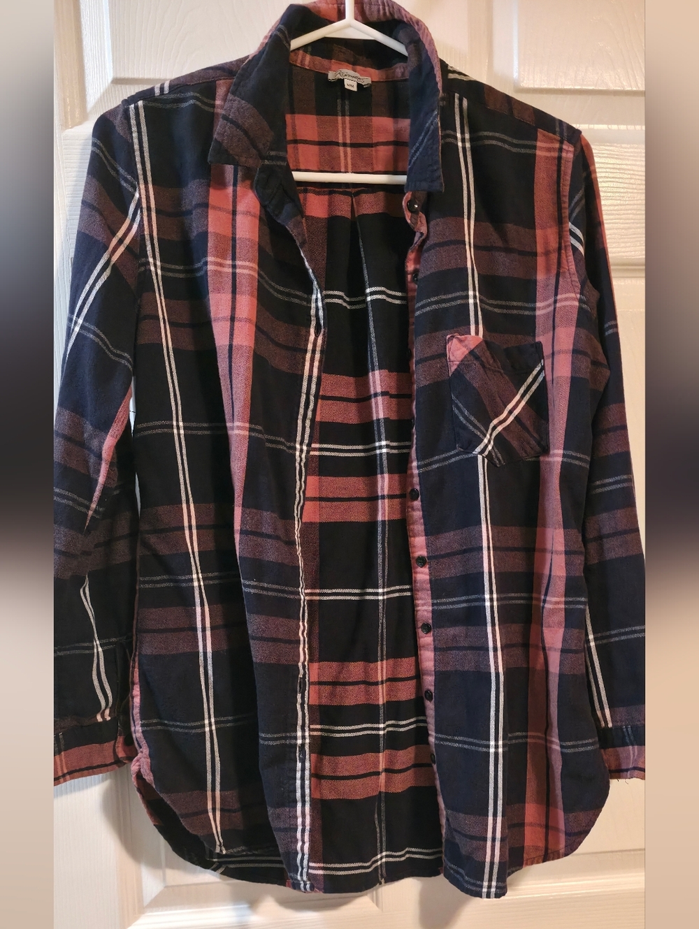 4/$67 Deal! Kismet Navy and Soft Pink Plaid Button-Down Shirt